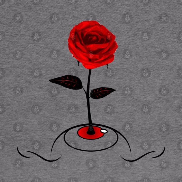 Red Rose Blooming From Eye / Light Clothes by EvoFORMA